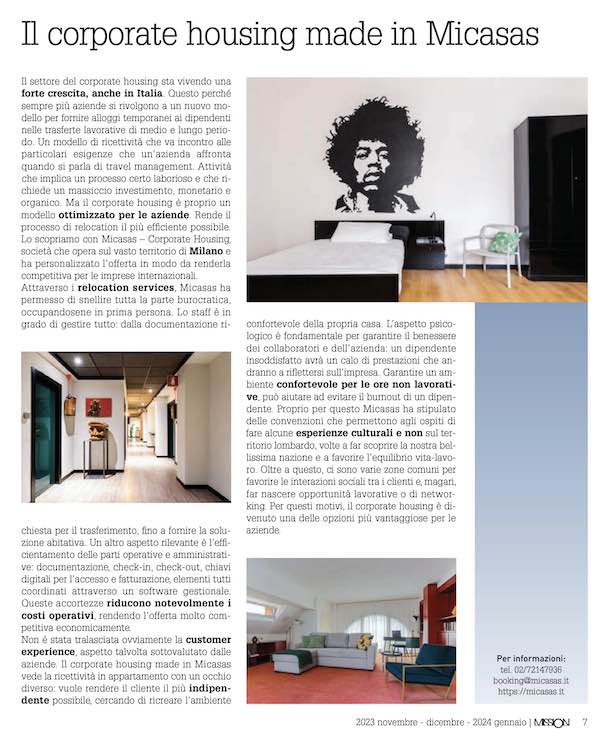 articolo corporate housing Micasas